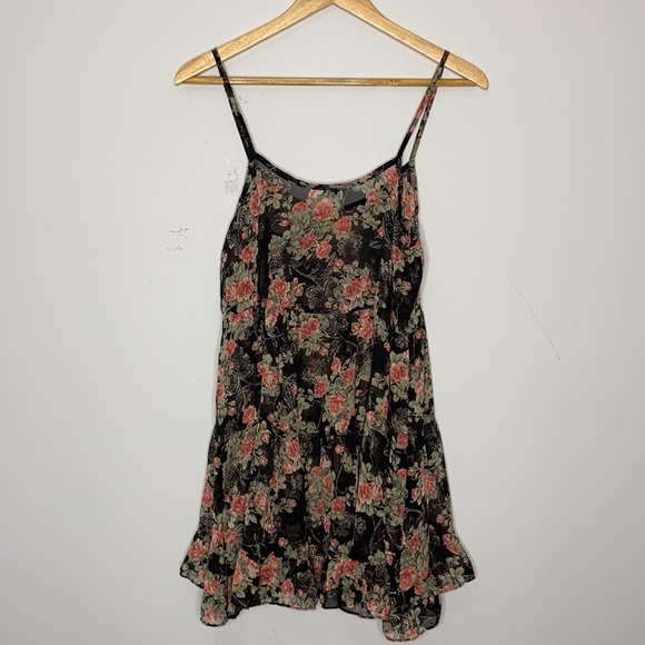 Toni Floral Sheer Multi Layered Beach Coverup Tank Dress - Picture 7 of 9
